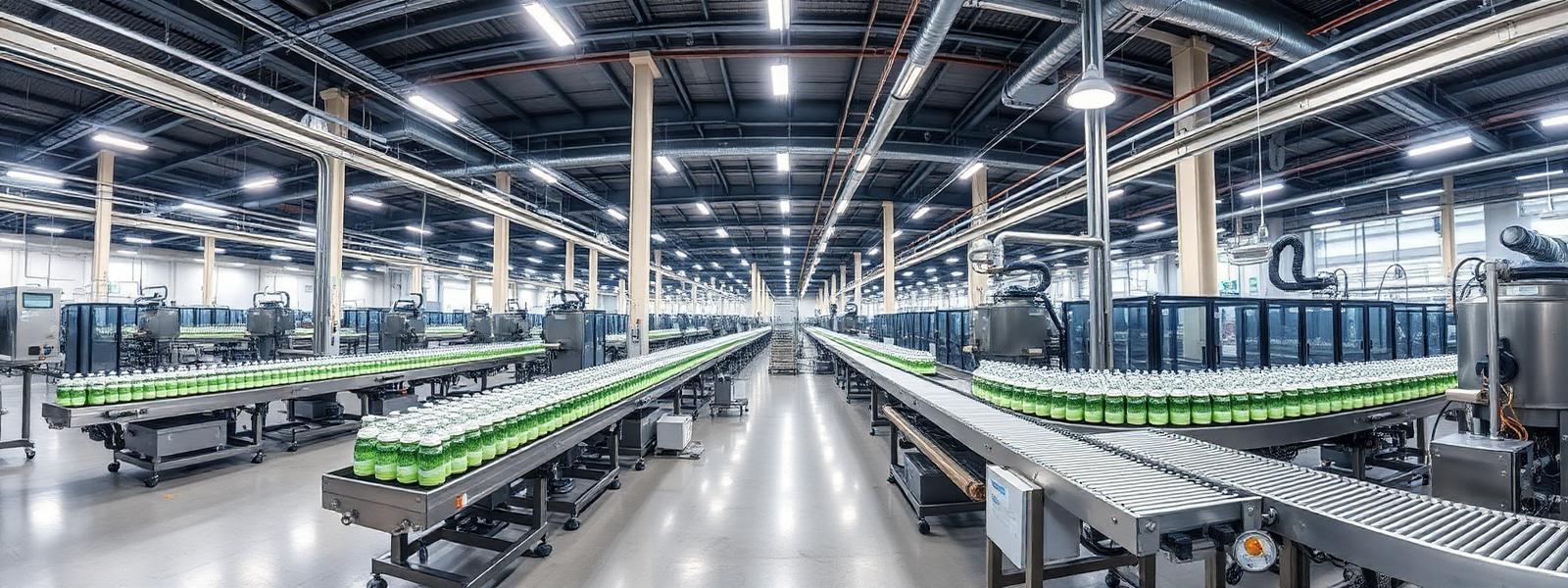 Moderne Abfüllanlage in einer Produktionshalle in Österreich